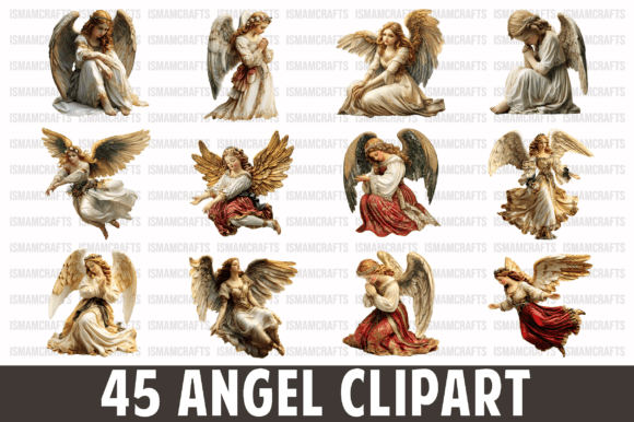 Angel Isolated Clipart Bundle PNG: A Versatile Illustration for Digital Sellers