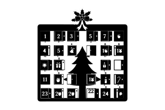 Christmas Advent Calendar with Tree Silh: A Versatile Illustration for Holiday Branding