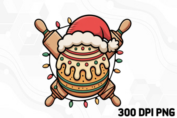 Christmas Baseball Drip PNG Santa Hat Illustrations for Local Business Branding