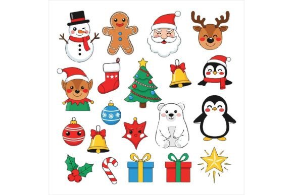 Christmas Characters Vector Bundle: Festive Illustrations for Small Business Branding