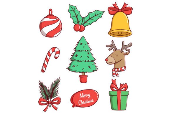 Christmas Doodle Elements Collection for Local Business Illustrations