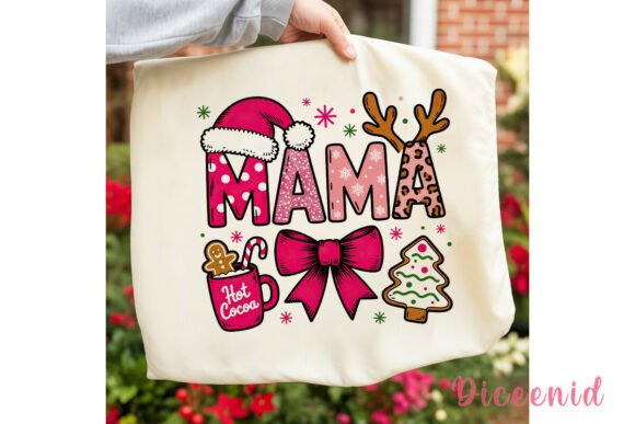 Christmas Mama Leopard Pink PNG Clipart: A Festive Illustration for Crafters