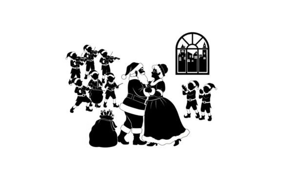 Christmas Silhouette of Santa and Mrs Cl: A Versatile Illustration for Branding