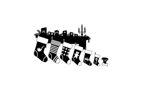 Christmas Stockings Silhouette Hanging O: A Seasonal Illustration for Content Creators