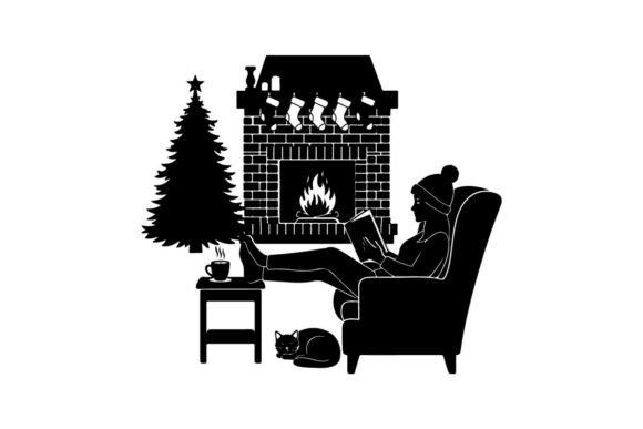 Cozy Silhouette of Person by Christmas T: A Seasonal Illustration for Editorial Impact