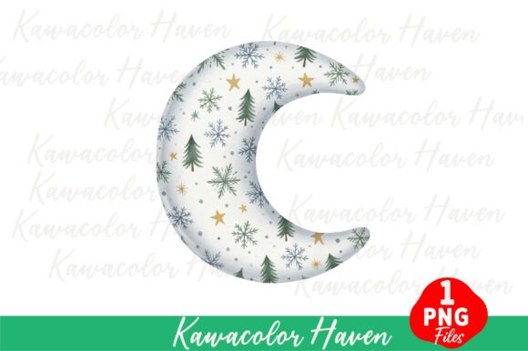 Crescent Moon with Christmas Pattern: A Festive Graphic Design Asset for Creative Projects