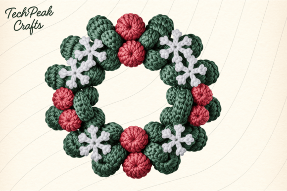 Crochet Christmas Wreath PNG: A Festive Graphic Design Asset for Handmade Creations