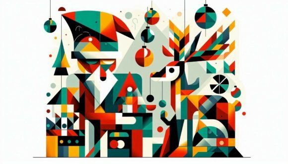 Cubist Christmas Shapes: A Bold Illustration Asset for Content Creators