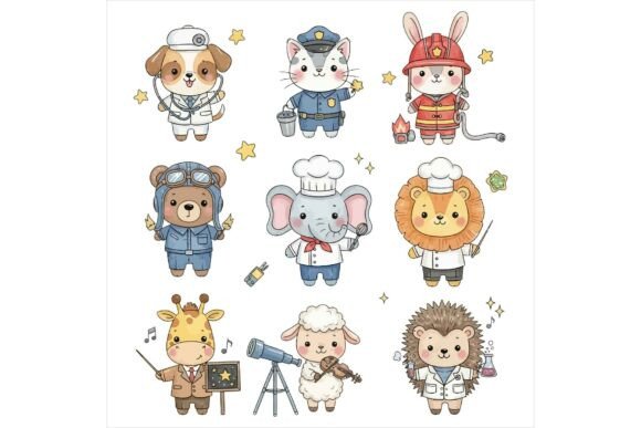 Cute Cartoon Animals Bundle: A Versatile Illustration Set for Modern Branding