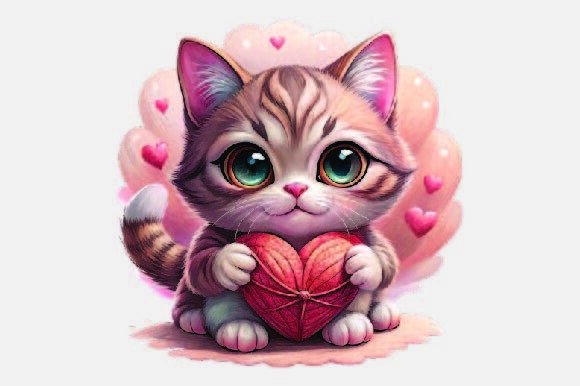 Cute Cat Love Christmas PNG: A Festive Graphic Design Asset for Handmade Creations