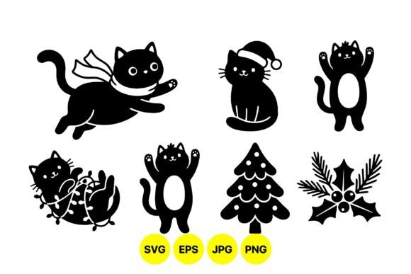 Cute Christmas Cat SVG Designs: A Festive Graphic Design Asset for Handmade Creations