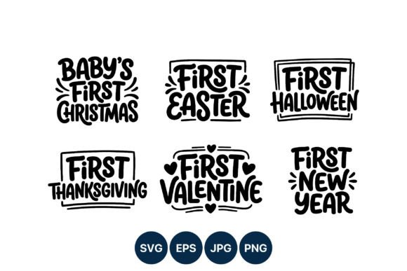 First Holiday Handwritten Phrase Set: A Versatile Graphic Design Asset for Content Creators