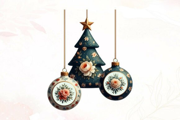 Floral Christmas Tree Illustrations for Branding and Marketing