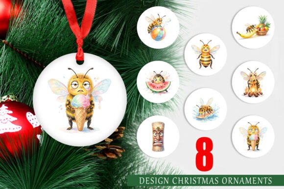 Funny Clumsy Bee Summer Ornament PNG for Local Business Illustrations
