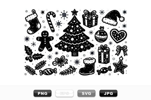 Hand Drawn Christmas Doodle Set: A Festive Illustration Asset for Creative Projects