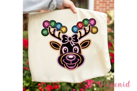 Neon Reindeer Christmas Lights PNG Review: A Festive Embroidery Design
