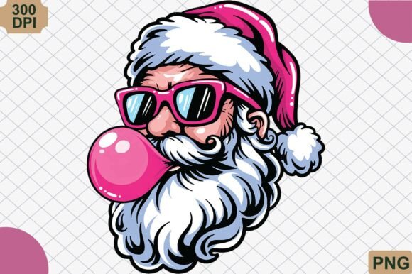 Pink Santa Bubblegum with Sunglasses PNG: A Playful Design Asset for Creative Projects