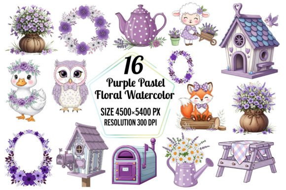 Purple Pastel Floral Clipart Bundle: A Freebie for Modern Branding