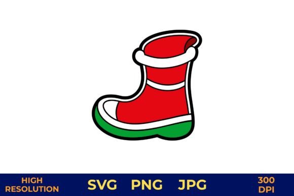 Red Boot with Green Sole Vector Art for Crafting and Illustrations