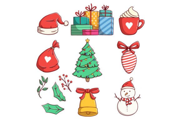 Set of Christmas Doodle Elements for Festive Illustrations