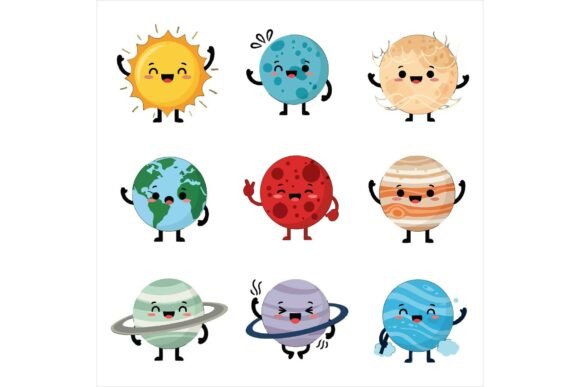 Solar System Planets Cartoon Characters Embroidery Design Review