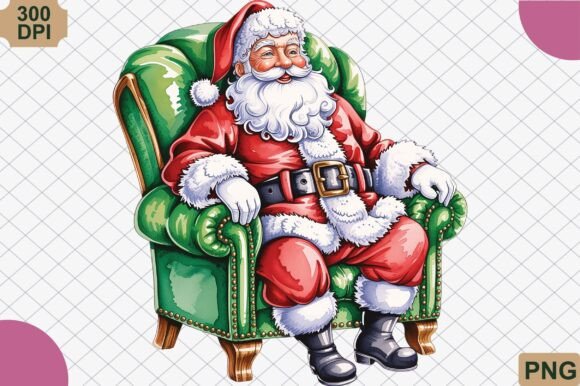 Vintage Santa Claus Sitting Chair PNG for Illustrations and Digital Products